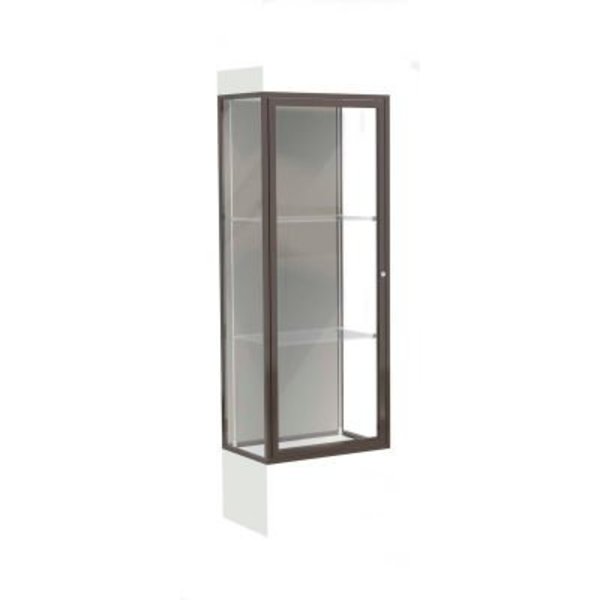 Waddell Display Case Of Ghent Edge Lighted Floor Case, Harbor Back, Dark Bronze Frame, 12" Frosty White Base, 24"W x 76"H x 20"D 93LFHB-BZ-FW